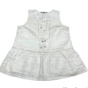 • Daniel Rainn White Eyelet Peplum Tank Sleeveless Stitch Fix i26
